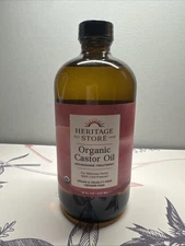 Organic Castor Oil  16 oz Glass Bottle  Heritage Store