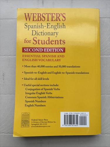 Webster's Spanish-English Dictionary for Students Second Edition Revised - Picture 3 of 5