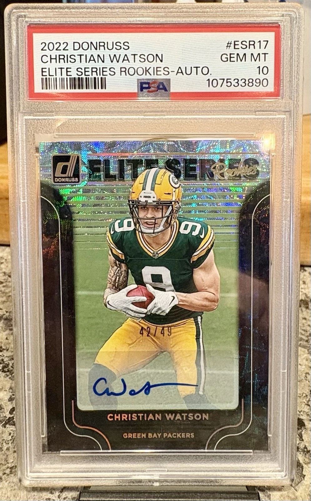 Christian Watson Panini Donruss Elite Series Rookies #ESR17 Autograph