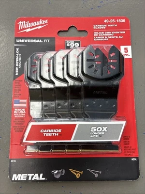 Milwaukee 49-25-1506 Universal Fit - CARBIDE TEETH Blades - METAL - 5PK NEW - Image 1 of 4