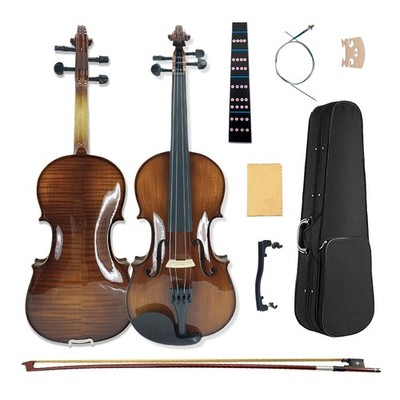 4/4 Full Size Violin Flame Maple Spruce wood Ebony Violin Fittings with Case Bow