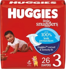 Huggies Size 3 Little Snugglers Baby Diapers 26 Ct 16-28 lbs Leak Protection