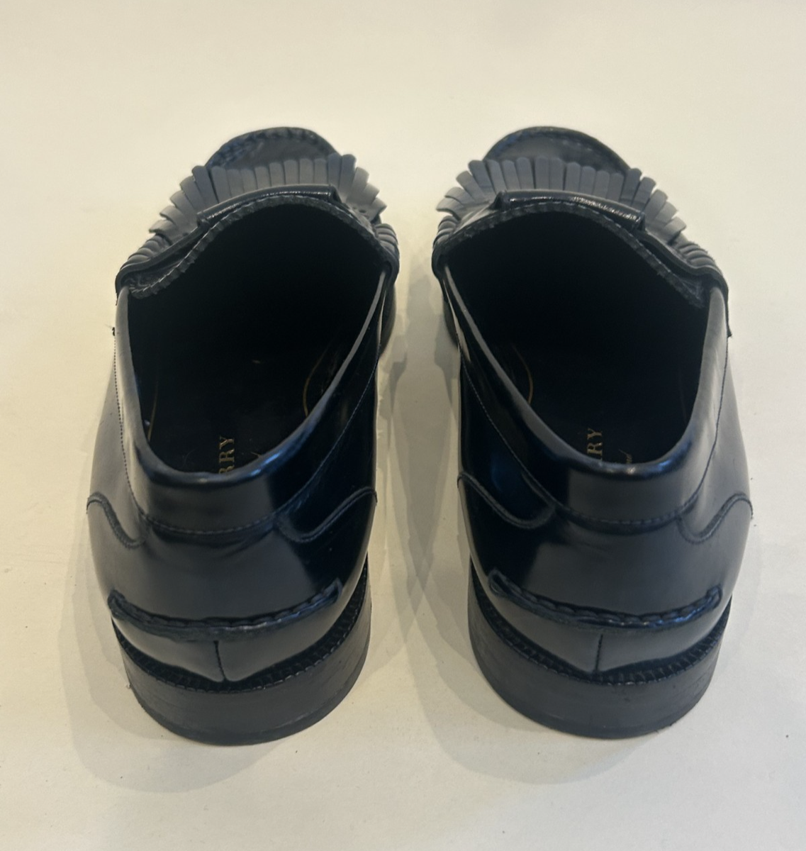 Burberry Navy Two Tone Leather Bedmoore Fringe Loafers Dress  display picture 2