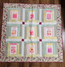 Quilt Wall Hanging Throw "Seed Packet" Pattern 2003 100 Cotton 37x37" Handmade
