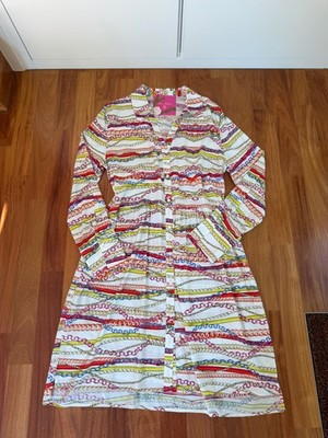 Anni Carlsson Kleid Seide Bunt Kettenmuster / Chains Gr. 38