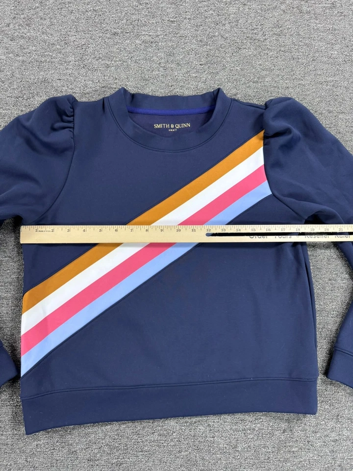 Smith & Quinn Mujer Sudadera Pequeña Azul Peggy Terry Francés Faja a Rayas Crew Foto 4 de 4