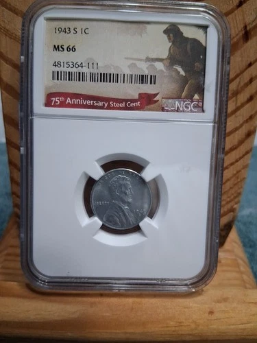 1943-S Lincoln Wheat Steel Cent - NGC MS66