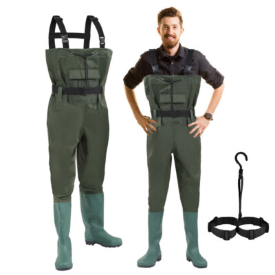 Wathose mit Haken Gummistiefel Profi Fischerhose Teichhose Anglerhose Gr. 42-47