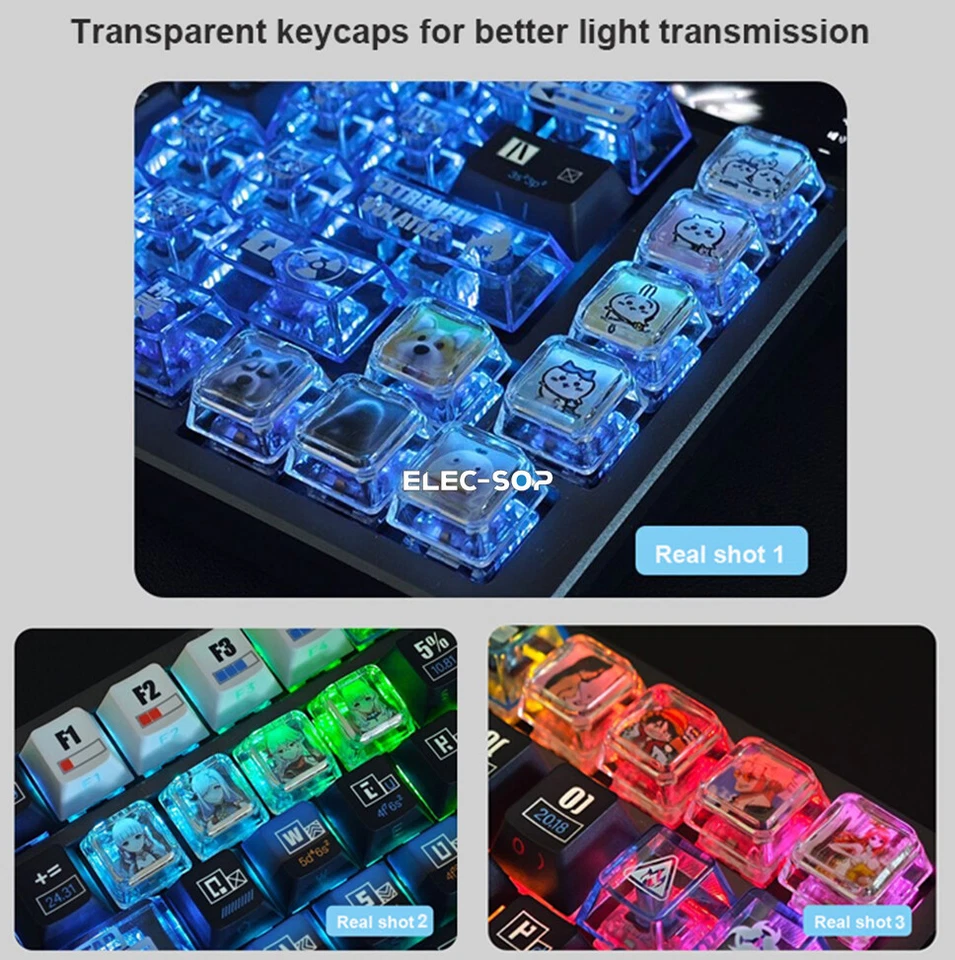 Anime Hatsune Miku Keycaps Clear Translucent Shine Though Keycap for MX Keyboard - Image 3 of 4
