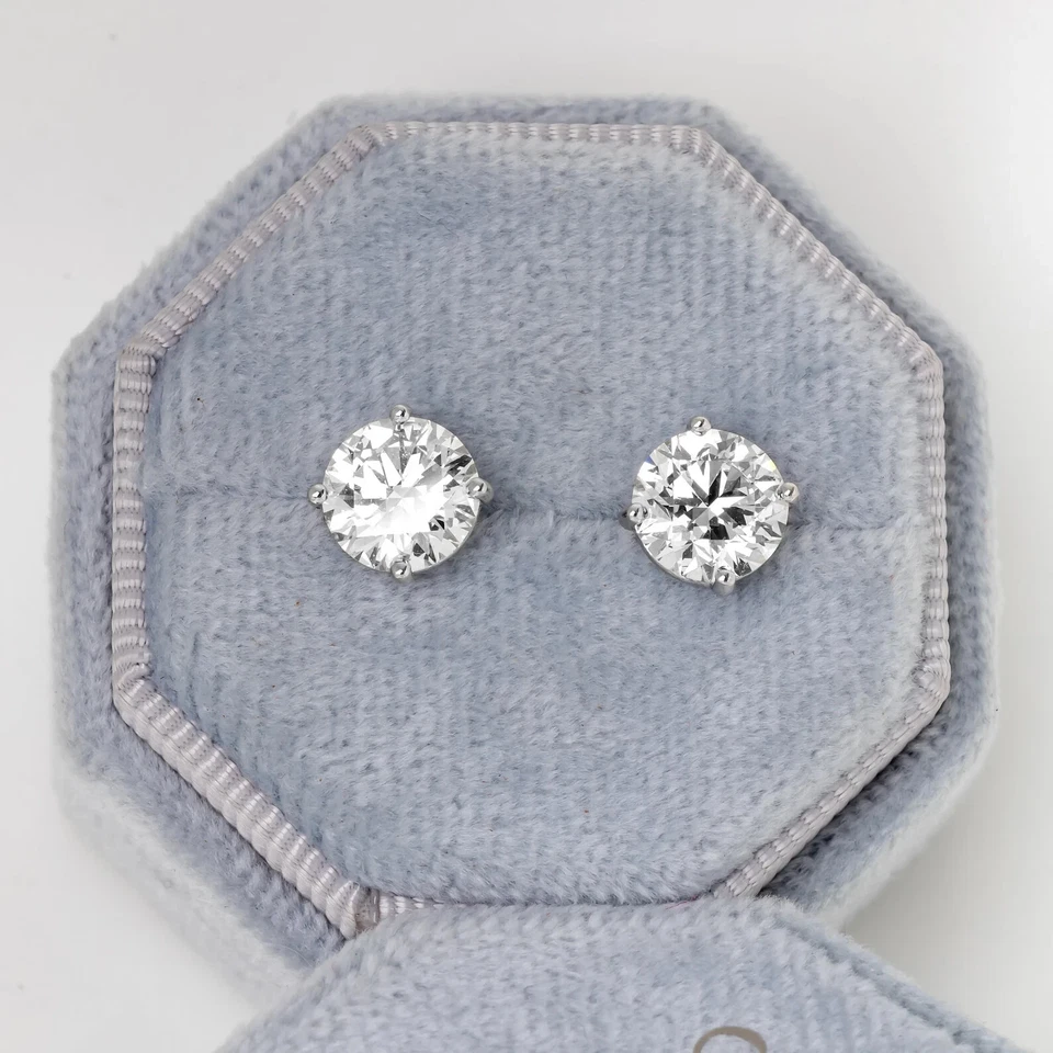Solitaire Moissanite Studs Round Studs 925 Silver Earrings Women Earrings - Image 4 of 4