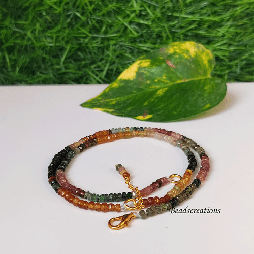 Collares naturales multiturmalina facetadas rondelle cuentas AAA para regalo - Imagen 3 de 4