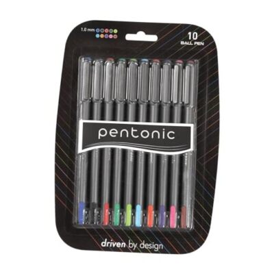  Pentonic Premium Ball Point Pen 1.0 mm Medium Point, 10-Count, Assorted 