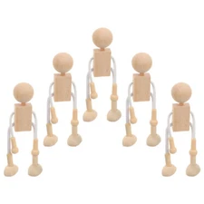 6PCS Cartoon Figure Wooden Toys Unfinished Wooden Dolls DIY Crafts Playthings