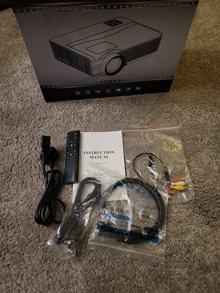 Android LED Projector Full HD Bluetooth Wireless WiFi Home 1080P Movie Video VGA - Image 3 of 3