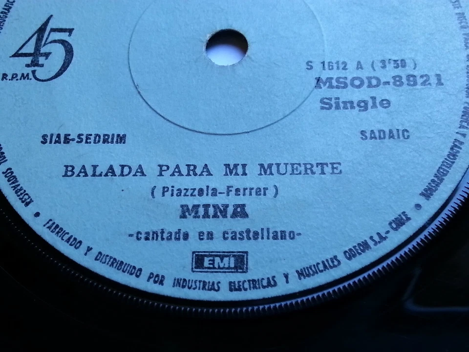 MINA BALADA PARA MI MUERTE/AMOR MIO 1973 SPANISH-SUNG UNIQ CHILEAN PRESS ONLY!!! - Image 3 of 4