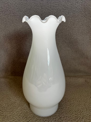 Milk Glass Hurricane Lamp Chimney Shade 8" Vintage 3" Fitter - Picture 7 of 7