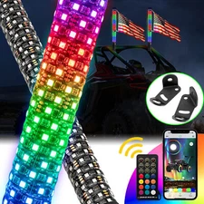 WEISEN 2PCS 2FT Fat RGB LED Spiral Whip Light Mount Kit For Polaris RZR PRO R/R4
