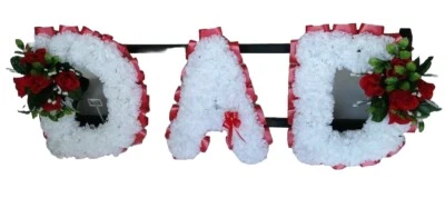 SILKY BOUQUETS Dad Silk Funeral Flowers Artificial Any 3 Letter Name Tribute Memorial Mum Nan