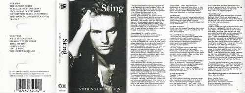 Sting Nothing Like The Sun CASSETTE ALBUM ROCK Soft Rock, Pop Rock Clear Shell - Picture 10 of 10