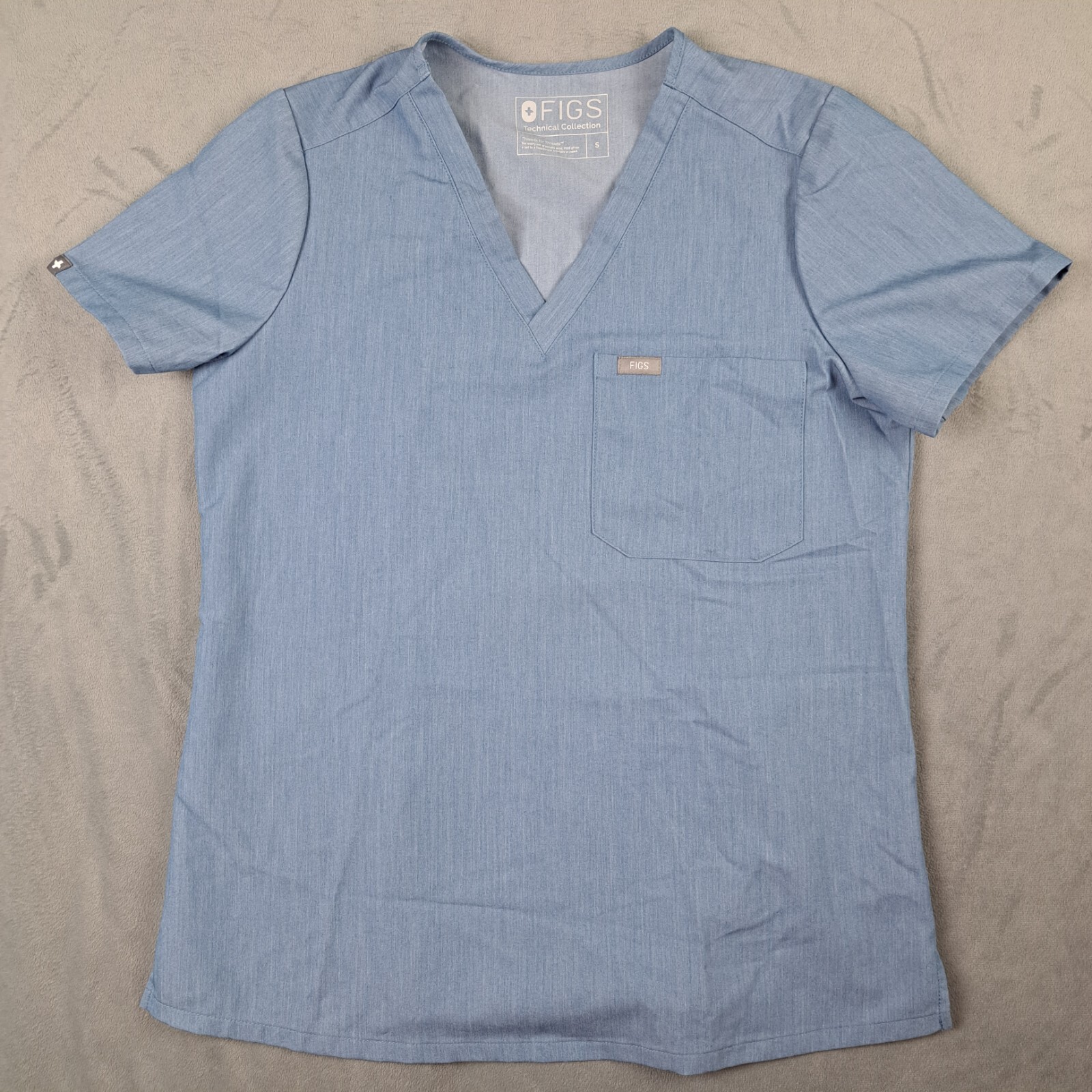 Figs Shirt Top Womens S Blue V Neck Short Sleeve Scrub Pockets Style