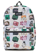 Minecraft Creeper 17" Laptop Backpack White Character Print Axolotl New Tags