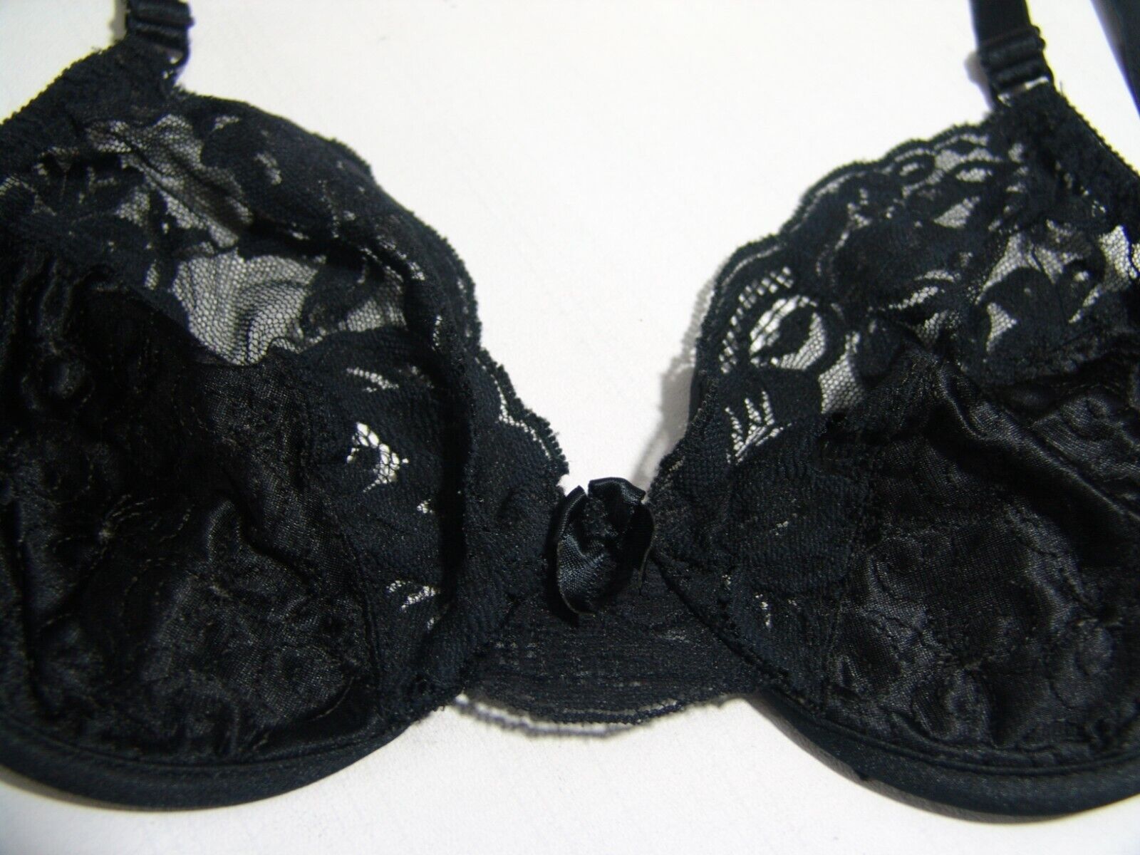 Victoria's Secret Bra 36B black lace gold-letter … - image 4