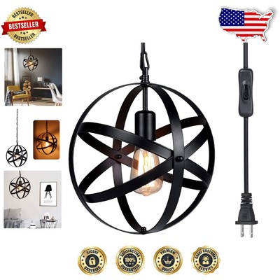 Elegant Plug-in Hanging Light Fixture, Vintage Industrial Style for Home
