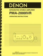 Denon PMA-2000IVR Stereo Amplifier OWNER'S & SERVICE MANUAL