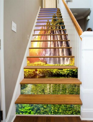 3D Sonniger Wasserfall ZHU93 Stair Risers Dekoration Fototapete Vinyl Tapete Amy