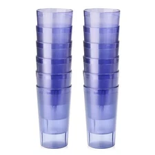 12 Pack 12oz Stackable Beverage Cups Break-Resistant Plastic Restaurant Glasse