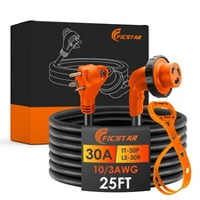 30 Amp 25ft RV Extension Cord with LED Power Indicator & Twist Lock