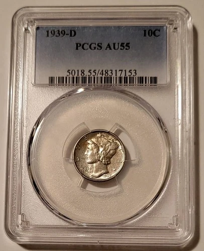 1939 D Mercury Dime AU55 PCGS