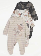 3 x Zip Sleepsuits TINY BABY Premature Newborn 6lbs Boys Girls Cotton Babygrow