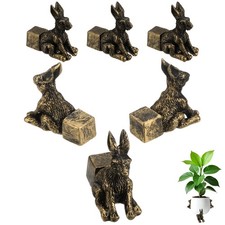 6-Pack Rabbit Plant Stand, 1.65 in Plant Riser for Vase [Golden Brown]