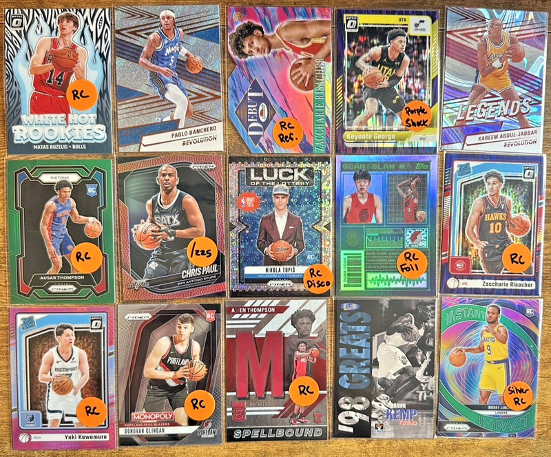 NBA Basketball 15 Card Hit Lot - Parallels, Numbered, Rookies & More
