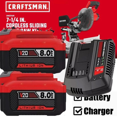 #ad 2PACK 20Volt For Craftsman V20 8.0Ah Li ion Battery CMCB204 CMCB202 Charger $149.00