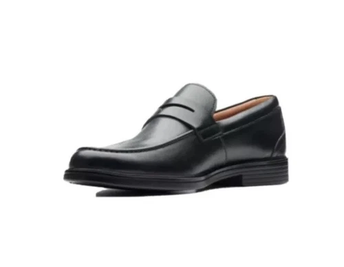 Mocassini eleganti Clarks da uomo UN ALDRIC STEP in pelle nera UK 10 G EU 44 5