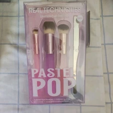 Real Techniques Plumped Up Base Brush Set New NIB 098 099 100 Spatula Pastel Pop