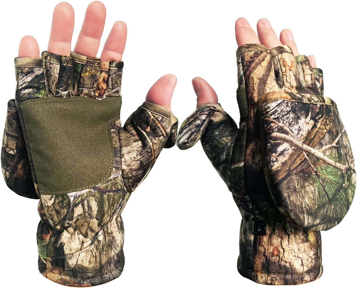 Camouflage Hunting Gloves Convertible Fingerless Mittens Pro Anti-Slip Windproof