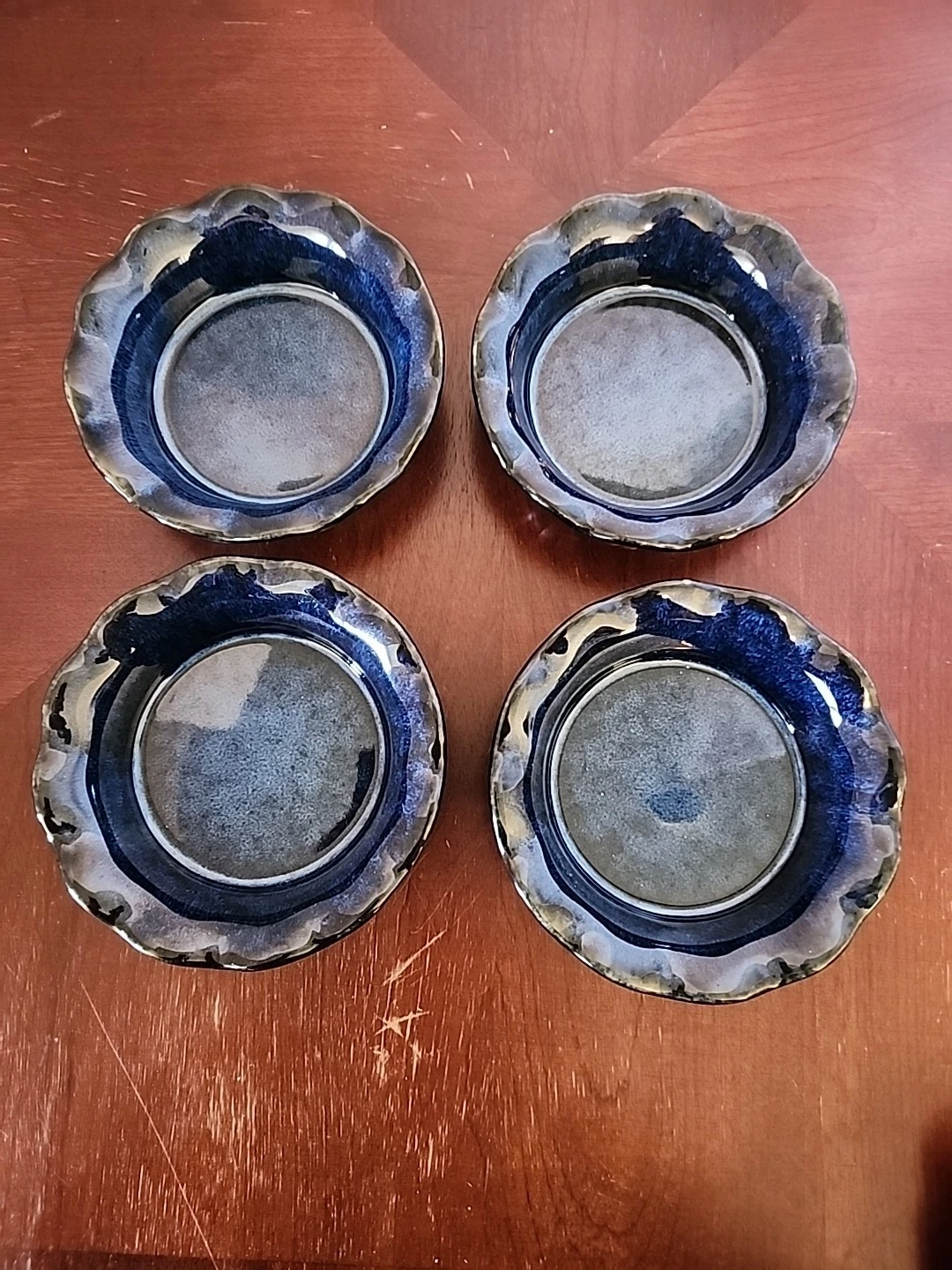 Set Of 4 Vancasso Stoneware Mini Baking/pie Dishes, Navy Blue