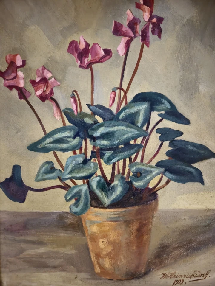 Ölgemälde Antik Blumenstillleben Wilhelm Heinrichsdorff (1864-1936) 68x55cm - Bild 4 von 4