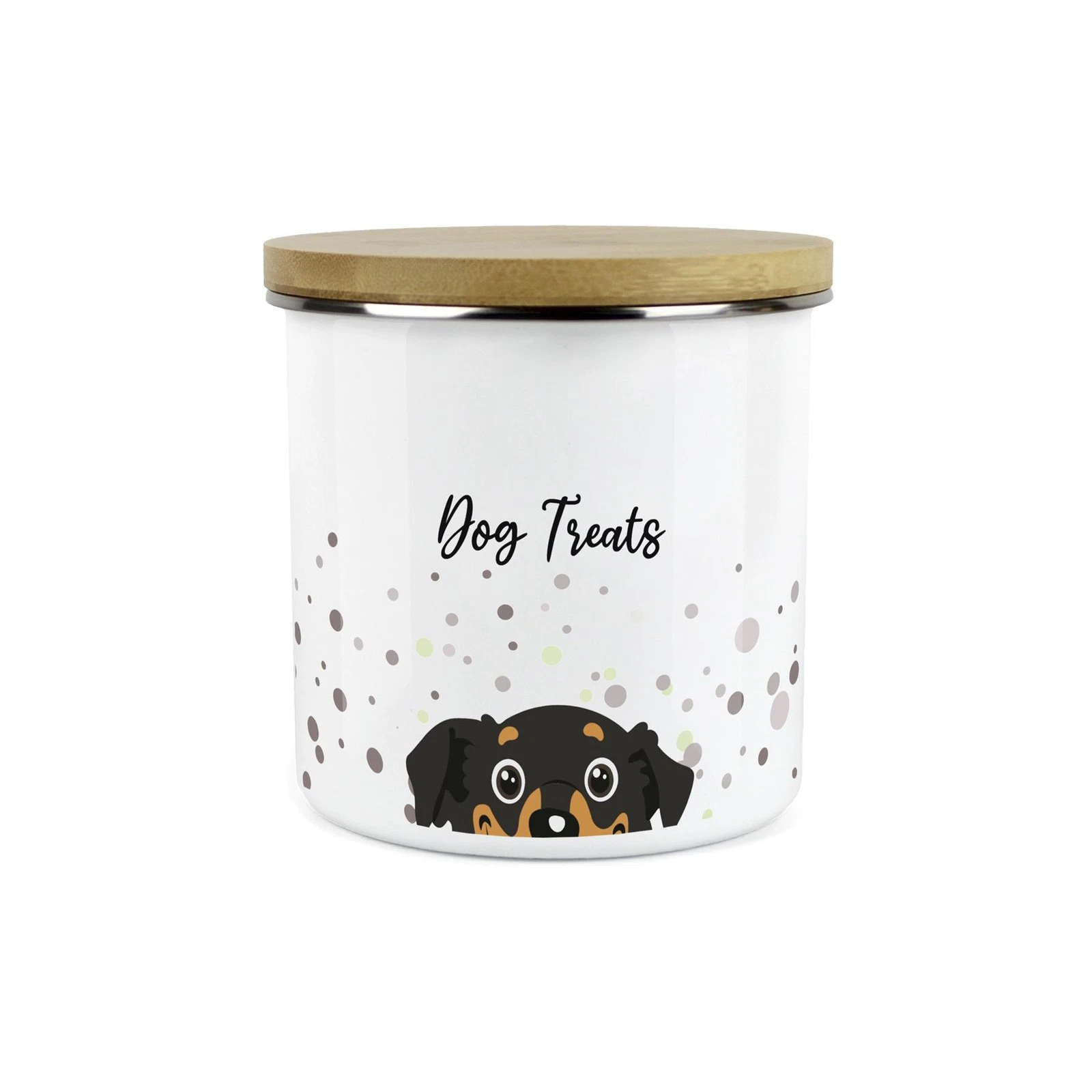 Dog Treats Storage Canister - Peeping Black Dog Enamel Large Storage Container