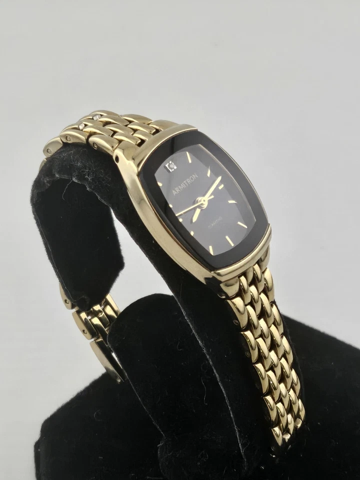 Женские кварцевые часы Armitron Diamond 75/5195 GP новый аккумулятор работает позолоченные - Изображение 3 из 4