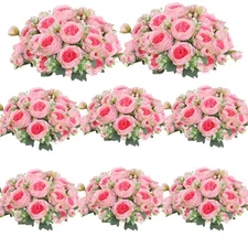 8Pcs Artificial Flowers Artificial Peonies Silk Flowers Fake Peony Bouquet Fa...