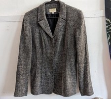 Vintage Cache Gray Marled Knit Tailored Wool Tweed Blazer 10 M