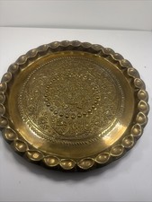 Vintage Miedziana taca, okrągła taca do serwowania, retro tace na żywność, taca dekoracyjna