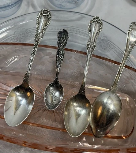 lot of 4 Sterling Silver Spoons scrap - 1901 PAN America spoon!! 76 grams total