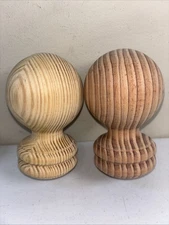Wood Ball Finials for 2 inch Drapery Rods Unfinished  Set Of 2 (1 Pair)