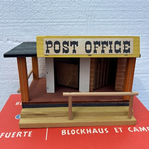 Vintage Hausser Elastolin Western Post Office Wood Building 1950s with Box - Picture 2 of 12