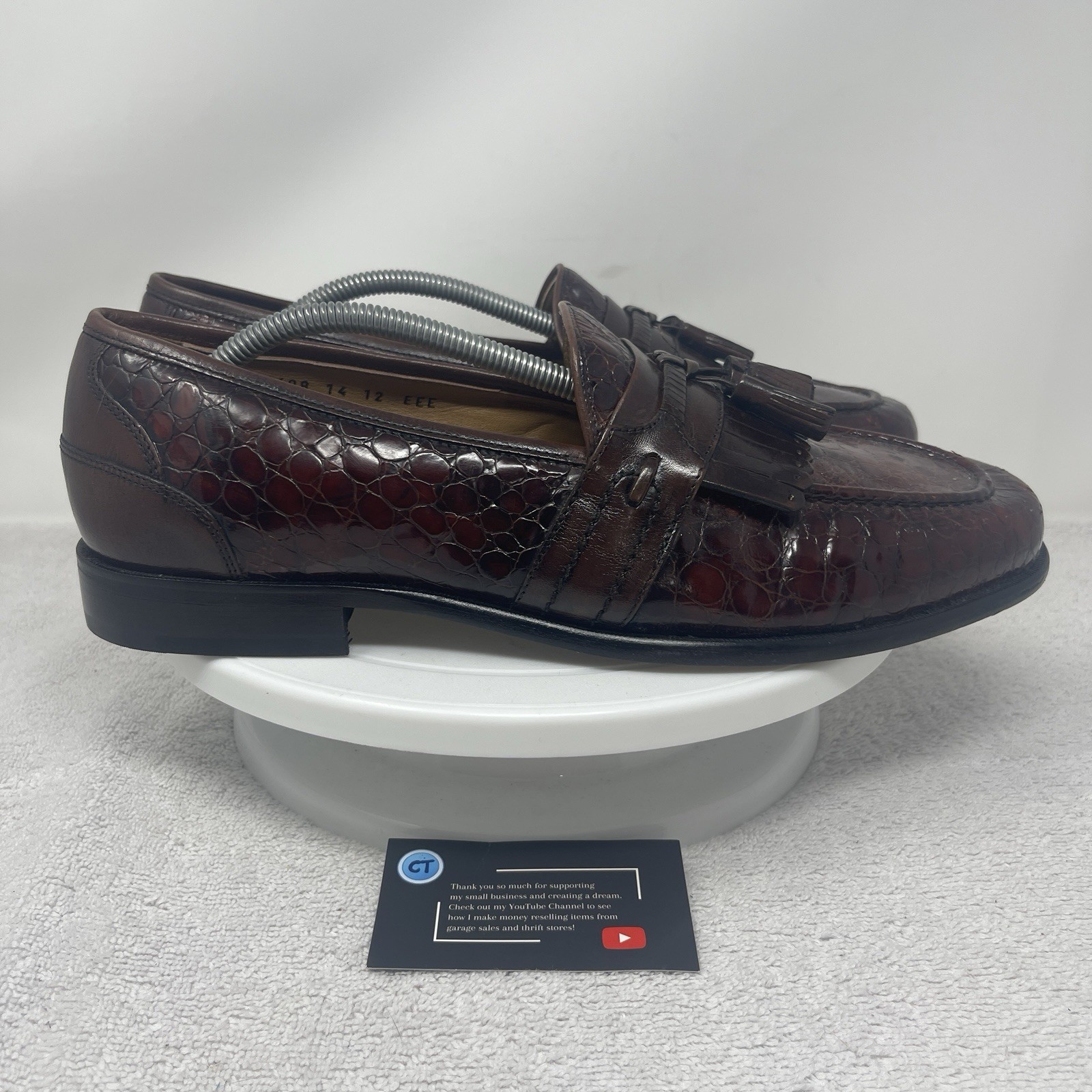 Vintage Florsheim Faux Leather Alligator Caiman Loafers Dress Shoes Men’s 12 EEE